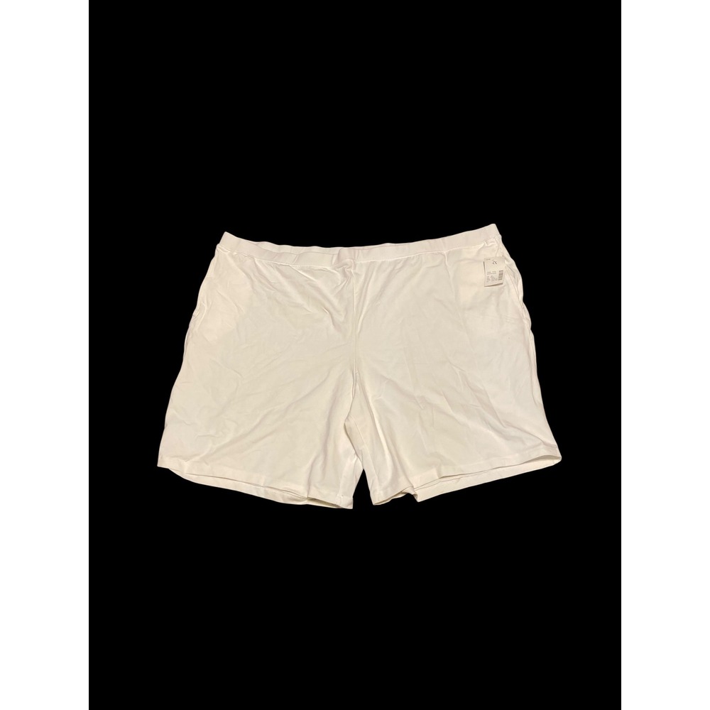 Catherines Suprema White Cotton Stretch Bike Shorts Plus Size 4X 30/32W
